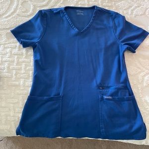 Janauu Royal Blue Scrub Top Sz L